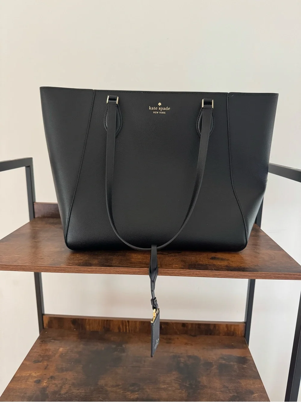 Kate Spade Black Leather Classic Tote with Gold Hardware